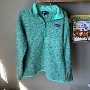 Patagonia Women's Half-Zip Sweater in Light Teal